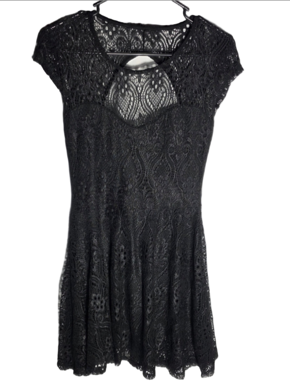 Women's MT Collection Black Lace Mini Dress Size M feminine fancy chic goth